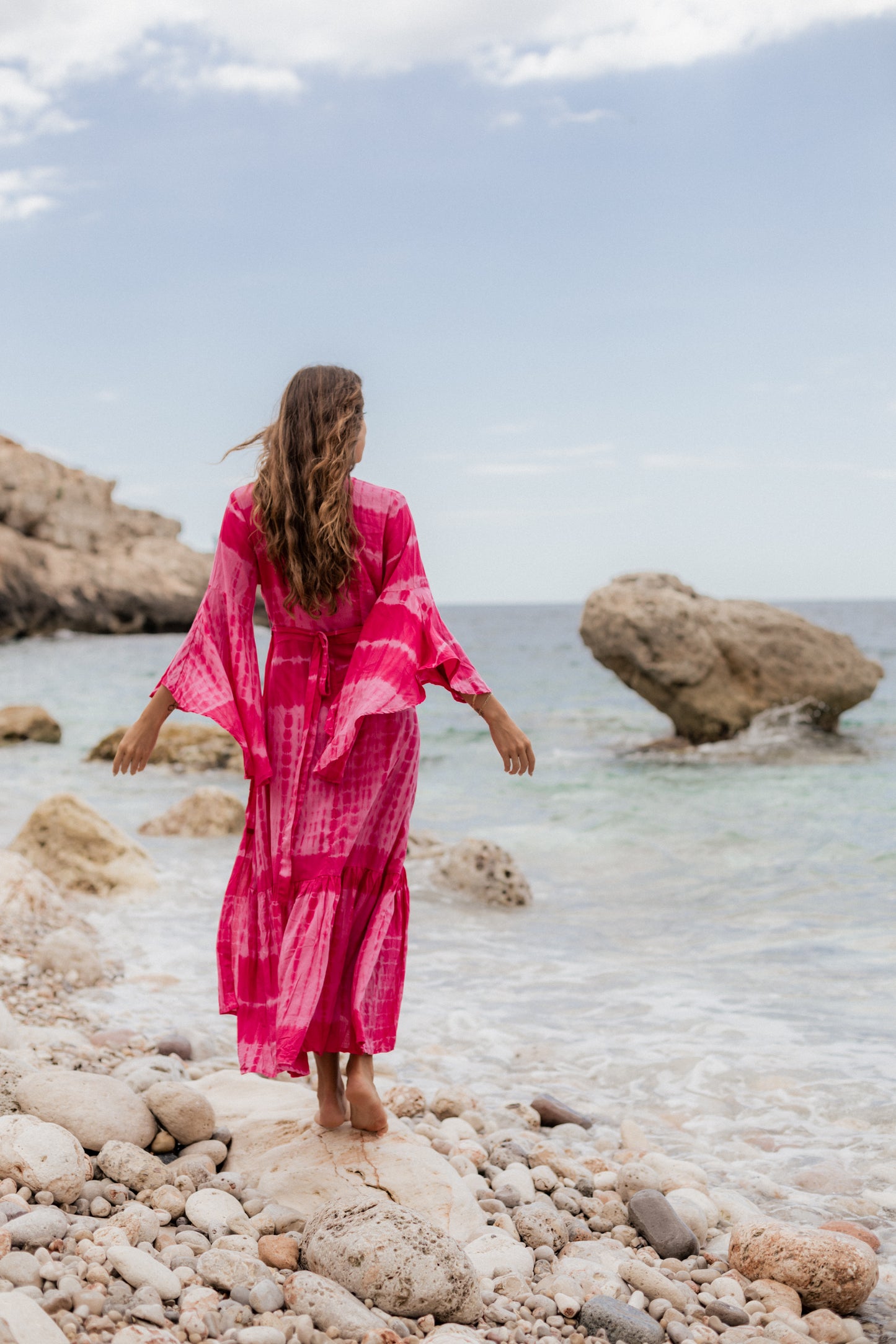 Coconut Milk,Maxi Dress Tie Dye - Fuchia