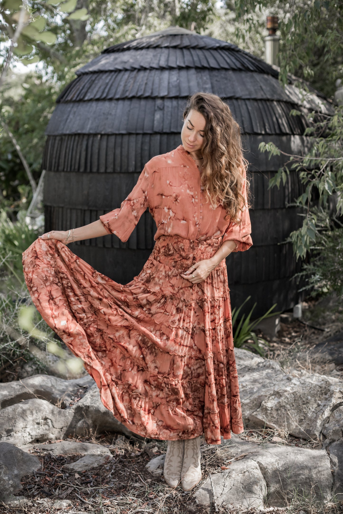 Coconut Milk By Stajl, Aline Skirt - Smokey Rust