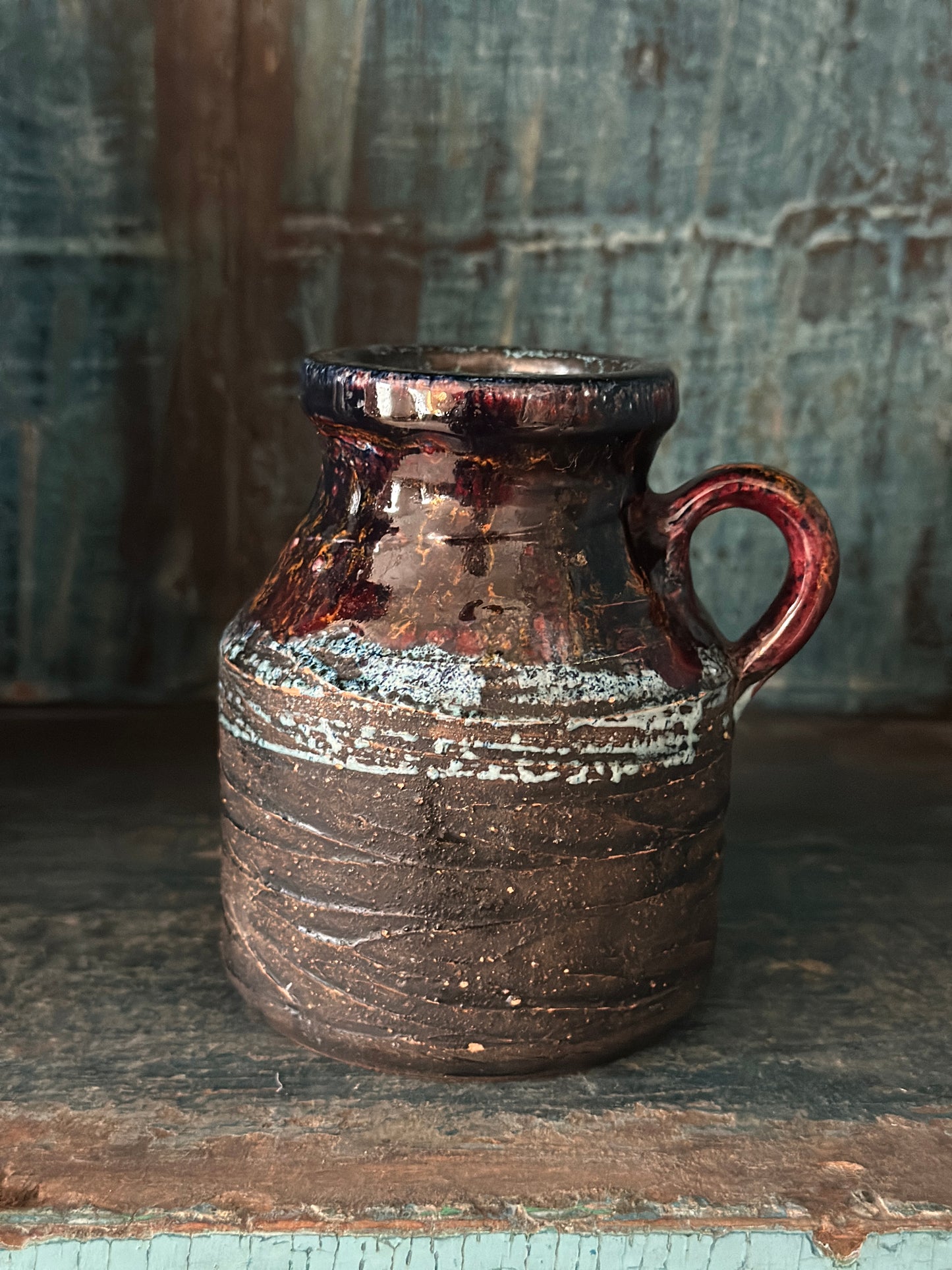 Vintagevas med handtag - Brun/Turkos