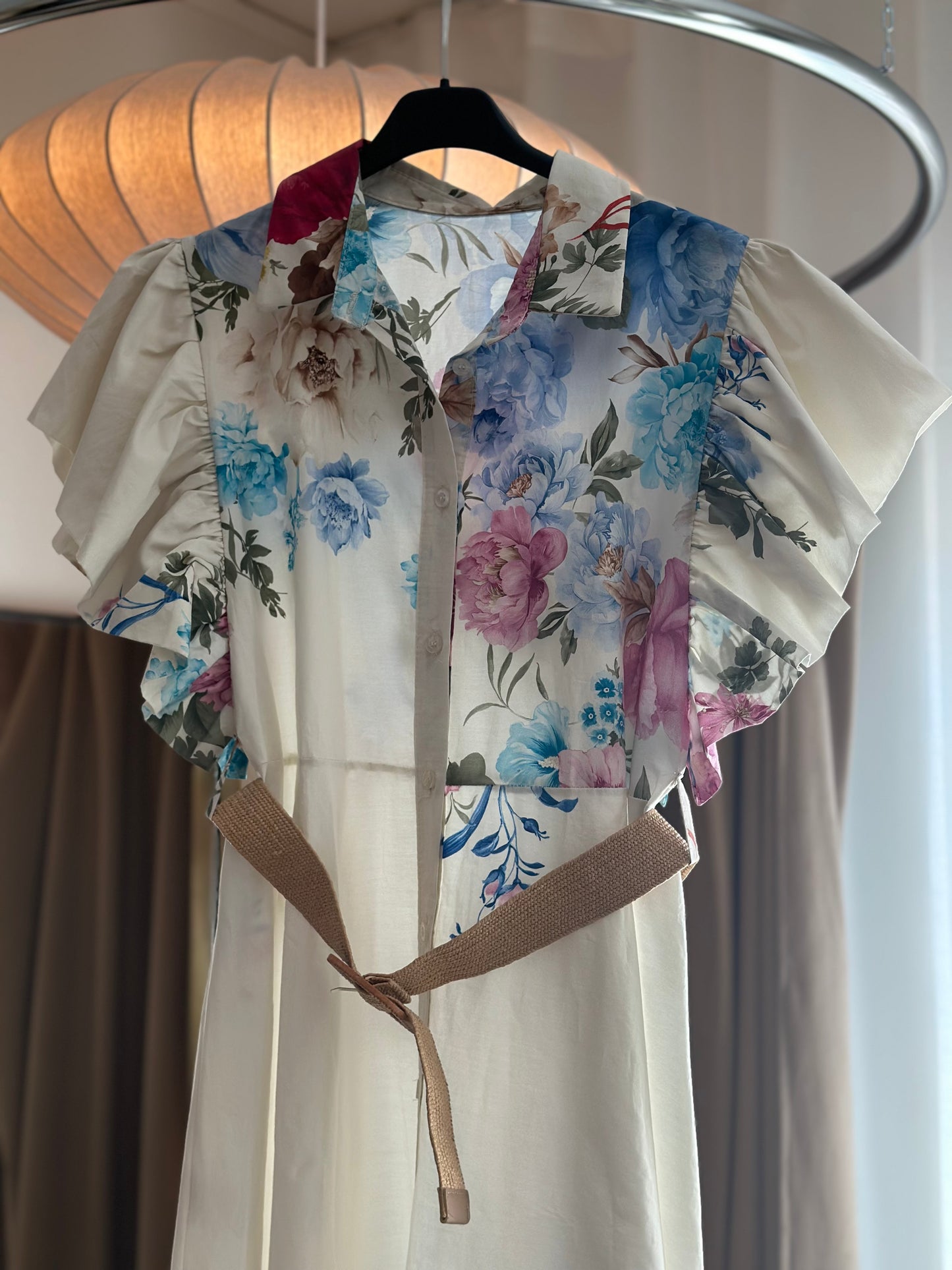 Klänning ”Celine” med blommor - Blå