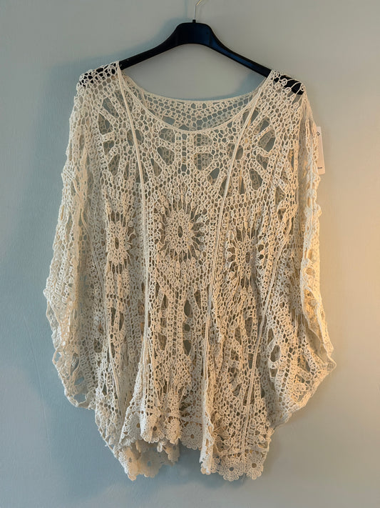 Plus Size, Stickad Top - Rosa/Ljusblå/Beige