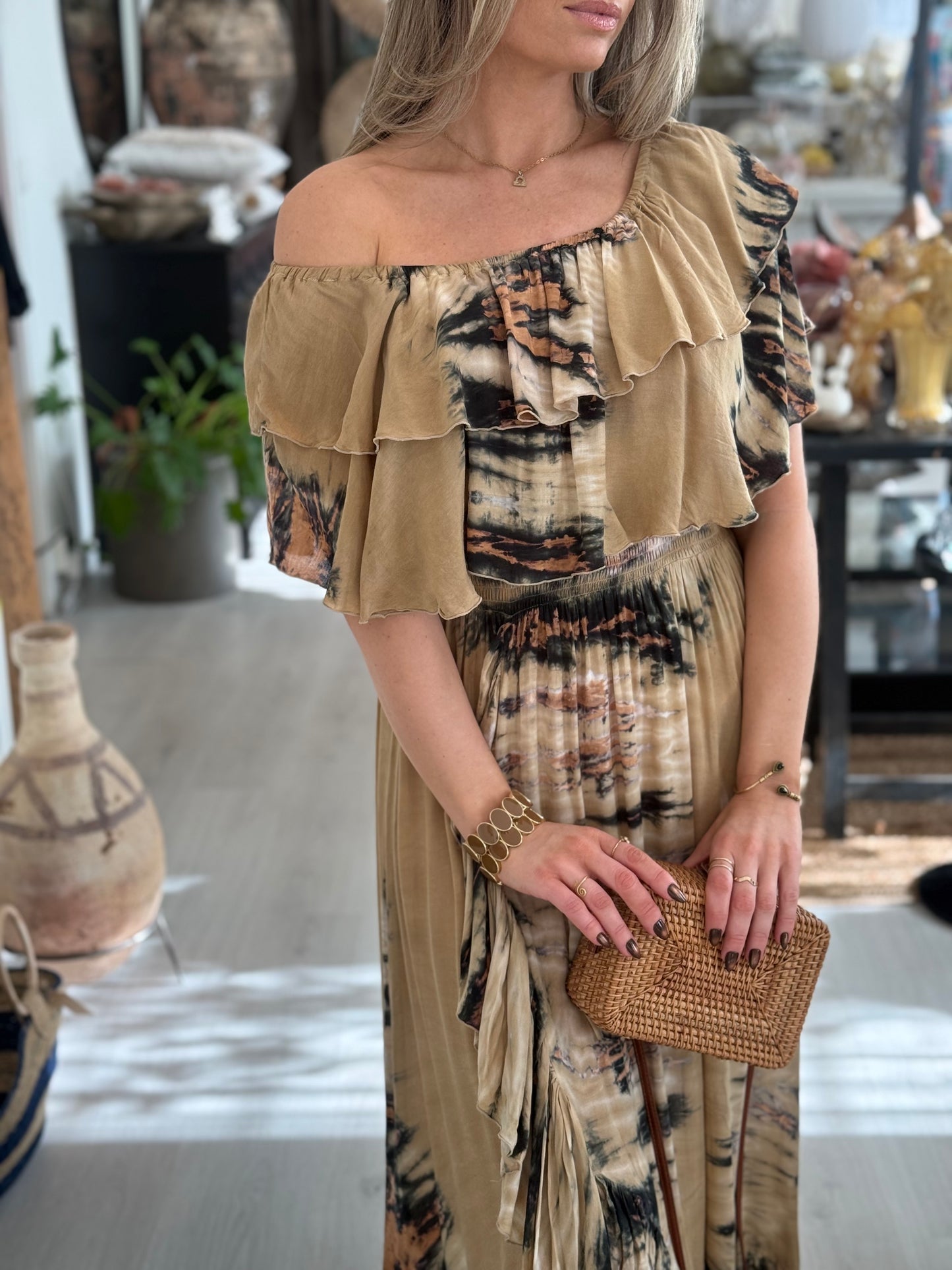 Coconut Milk, Bamboo Dress - Tie Dye Tiger