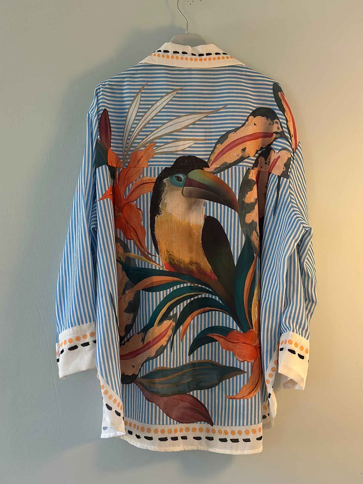 Blå/Vit Randig blus ”Tropical” - Multicolour