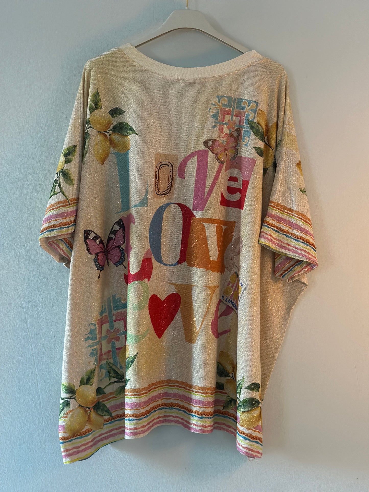 T-shirt ”Love” med citroner - Multicolour