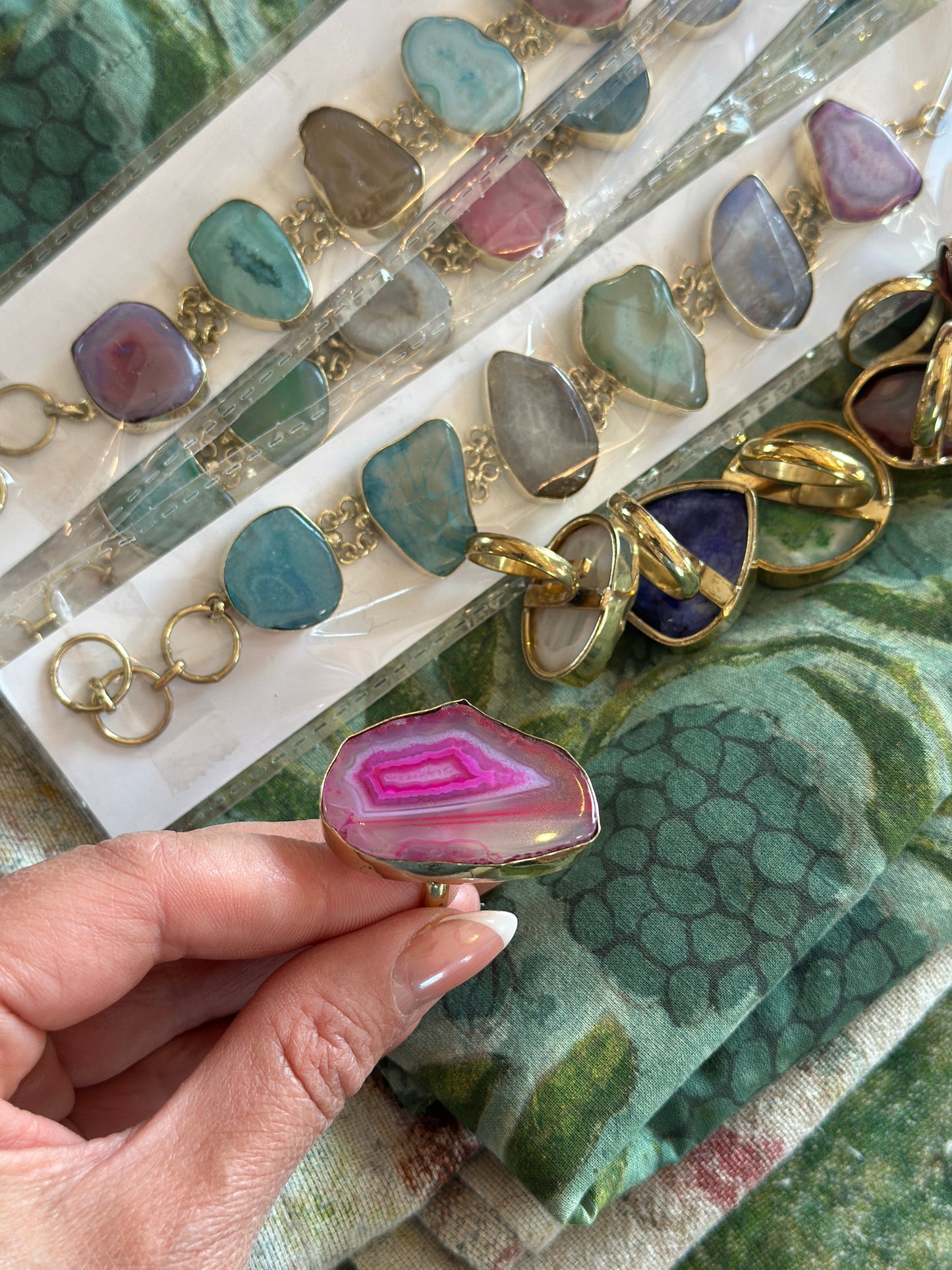 Ringar med stenen agat - Olika färger