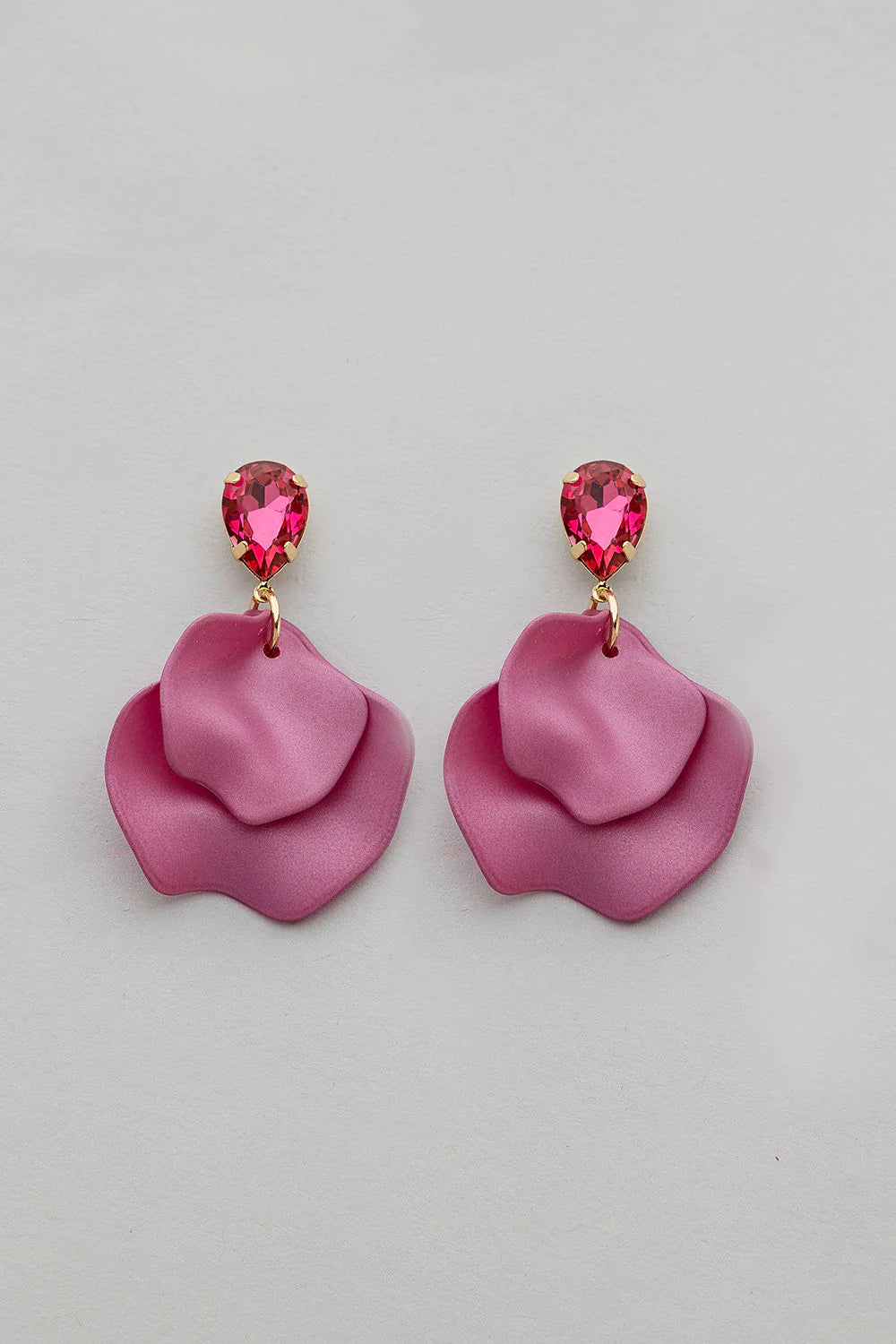 Bow 19, Leaf Earrings - Mörkrosa