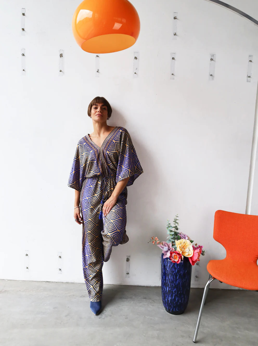 Black Colour, BCLUNA DOUBLE V-NECK JUMPSUIT - BLUE JEWEL