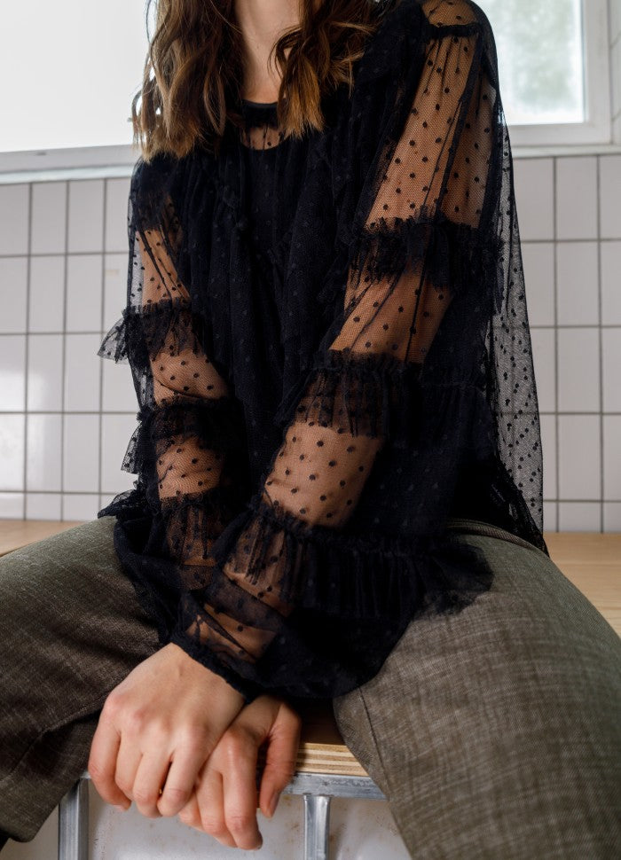 Black Colour, BCDENA mesh blouse - Svart