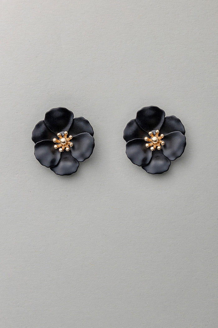 Bow 19, FLOWER SMALL EARRINGS PEARL - SVART/VIT/LJUSBLÅ/ORANGE/CERISE/ROSA/GULD/SILVER/BEIGE