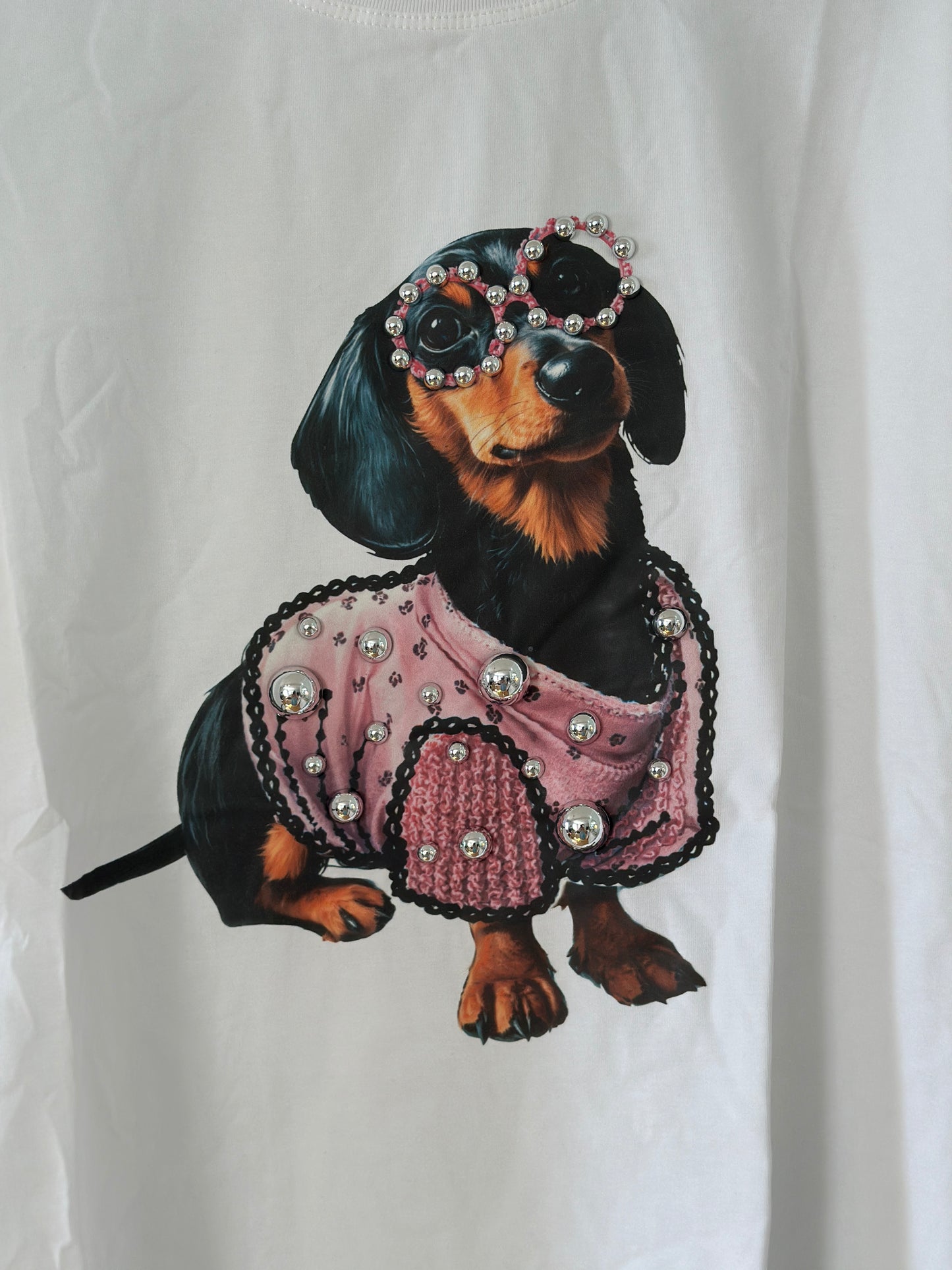 T-shirt ”Tax” med bling - Vit