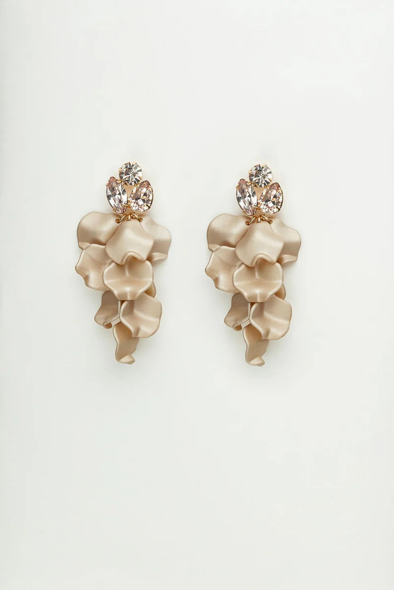 Bow19, LEAF STONE EARRINGS - NOUGAT