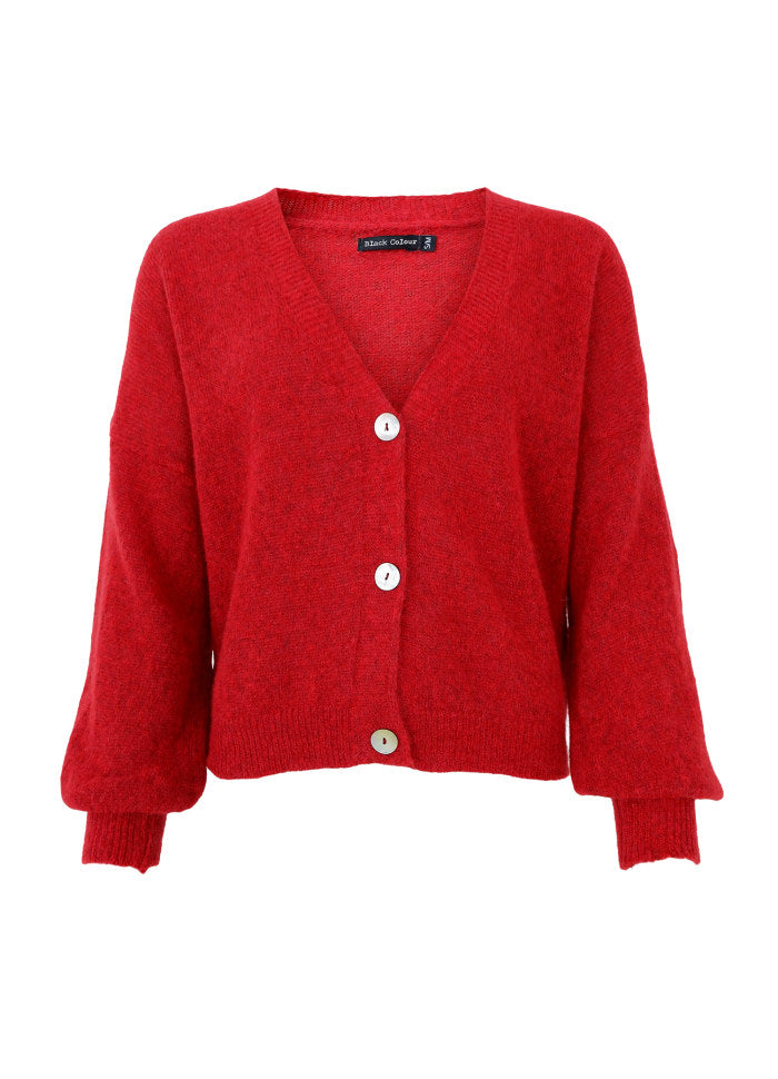 Black Colour, BCDELL heavy knit cardigan - Red