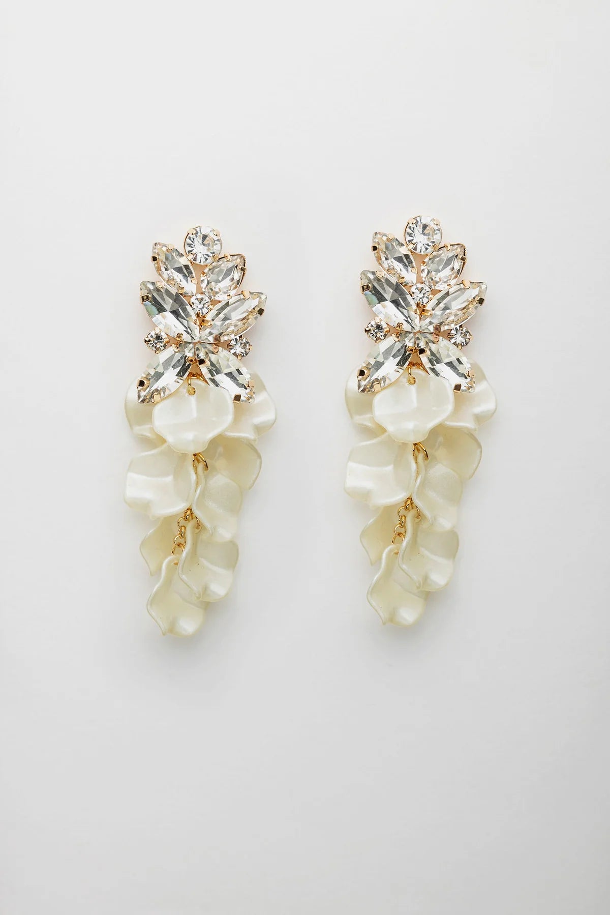 Bow 19, LEAF BIG STONE EARRINGS - OFFWHITE