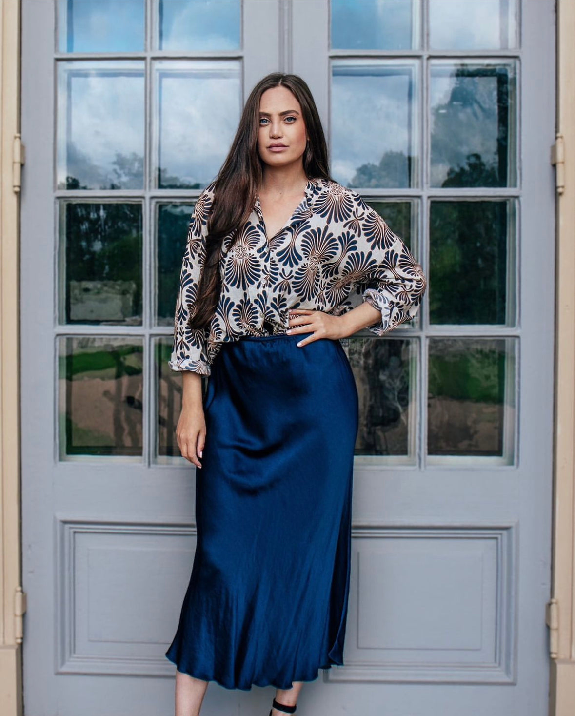 Nowomenslabel, Blus Milly i vackert mönster - Beige