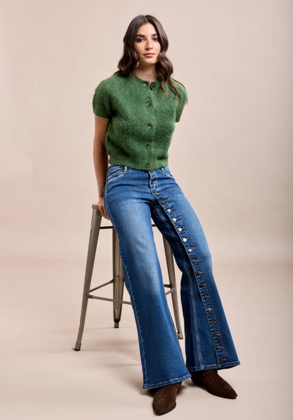 Toxik, Vida Jeans med knappar längs byxbenet - Blåjeans