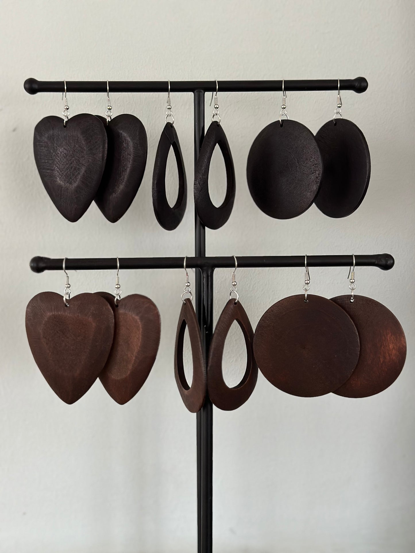 Träörhängen - Svarta/Bruna