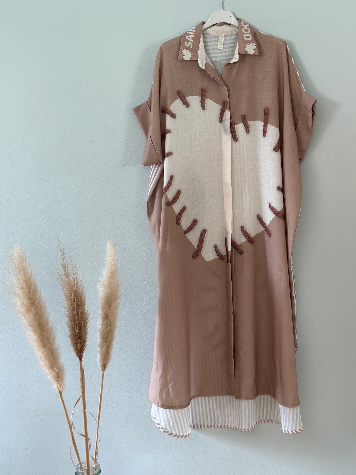Skjortklänning ”Heart” - Beige/Brun
