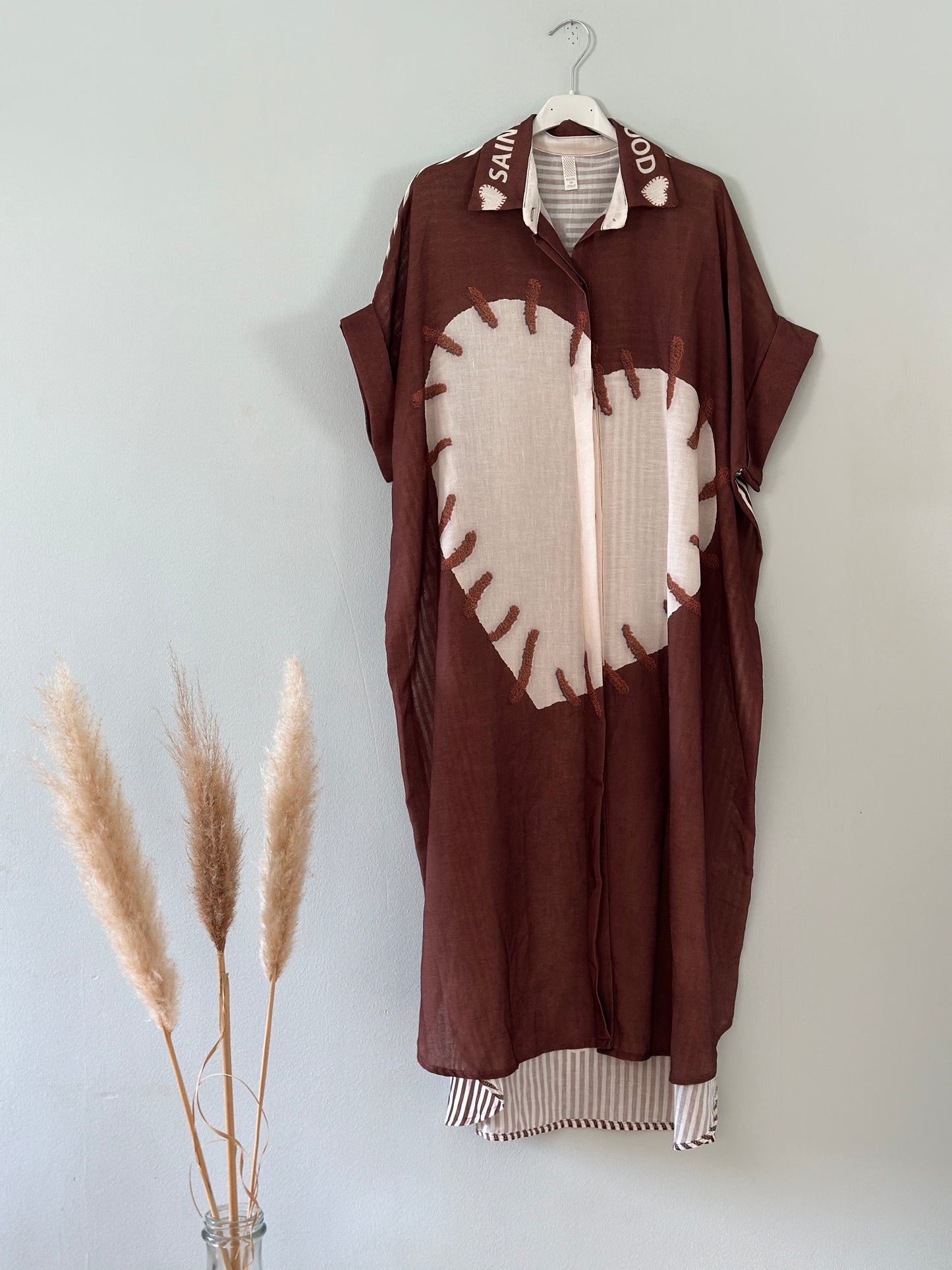 Skjortklänning ”Heart” - Beige/Brun