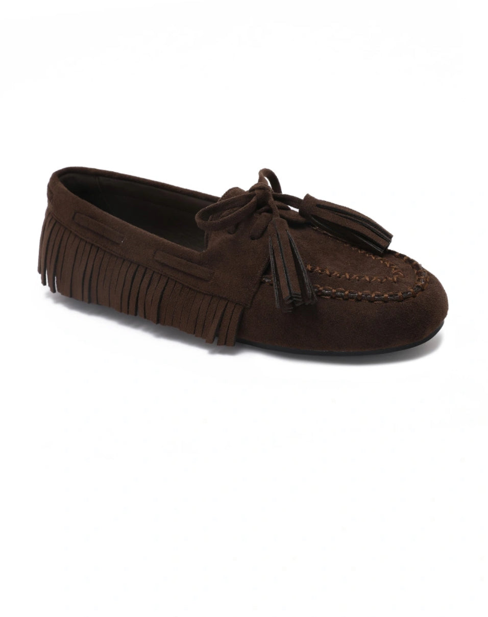 Loafers ”Boho” med fransar - Bruna