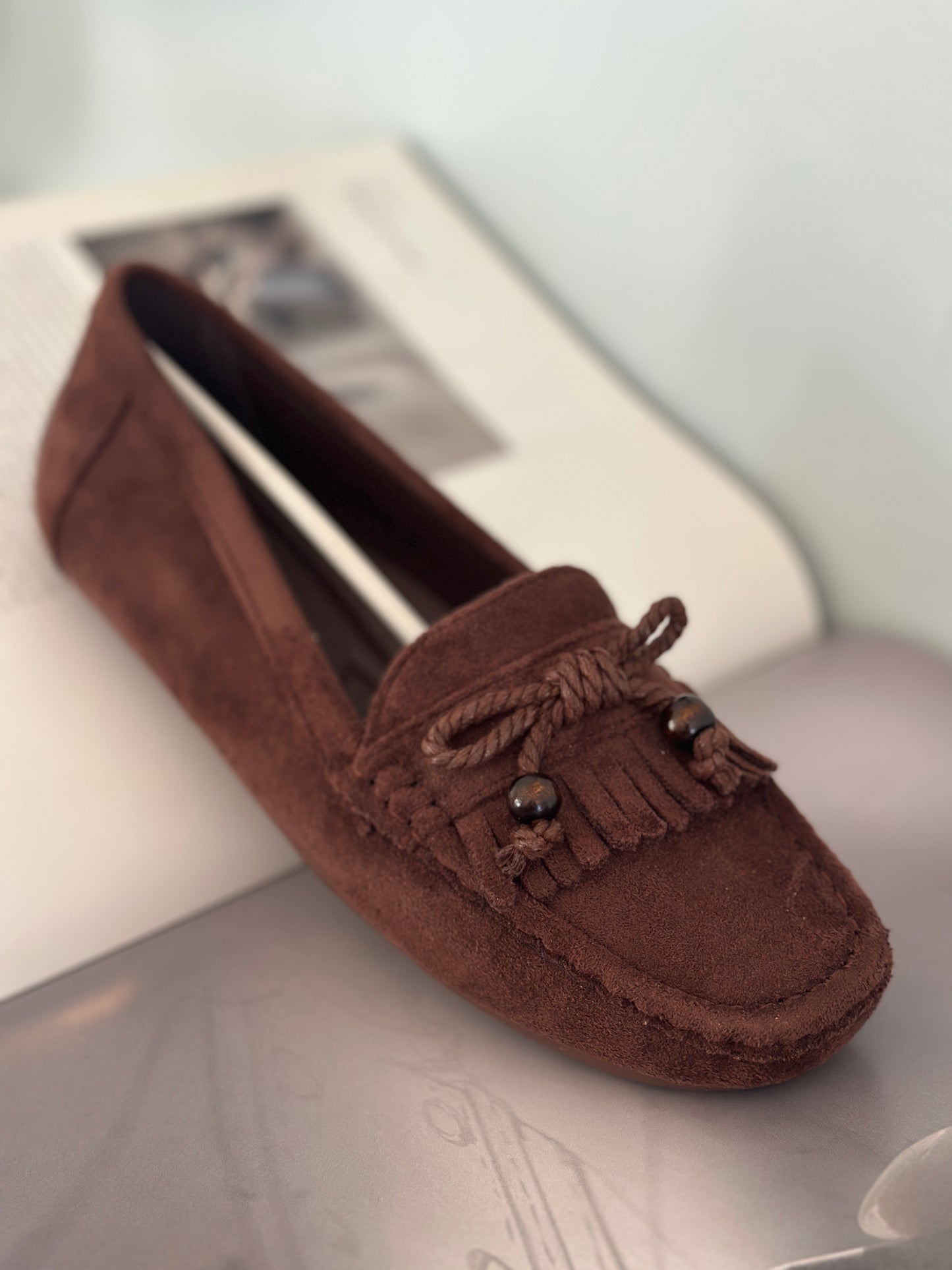 Loafers med rosett framtill - Bruna