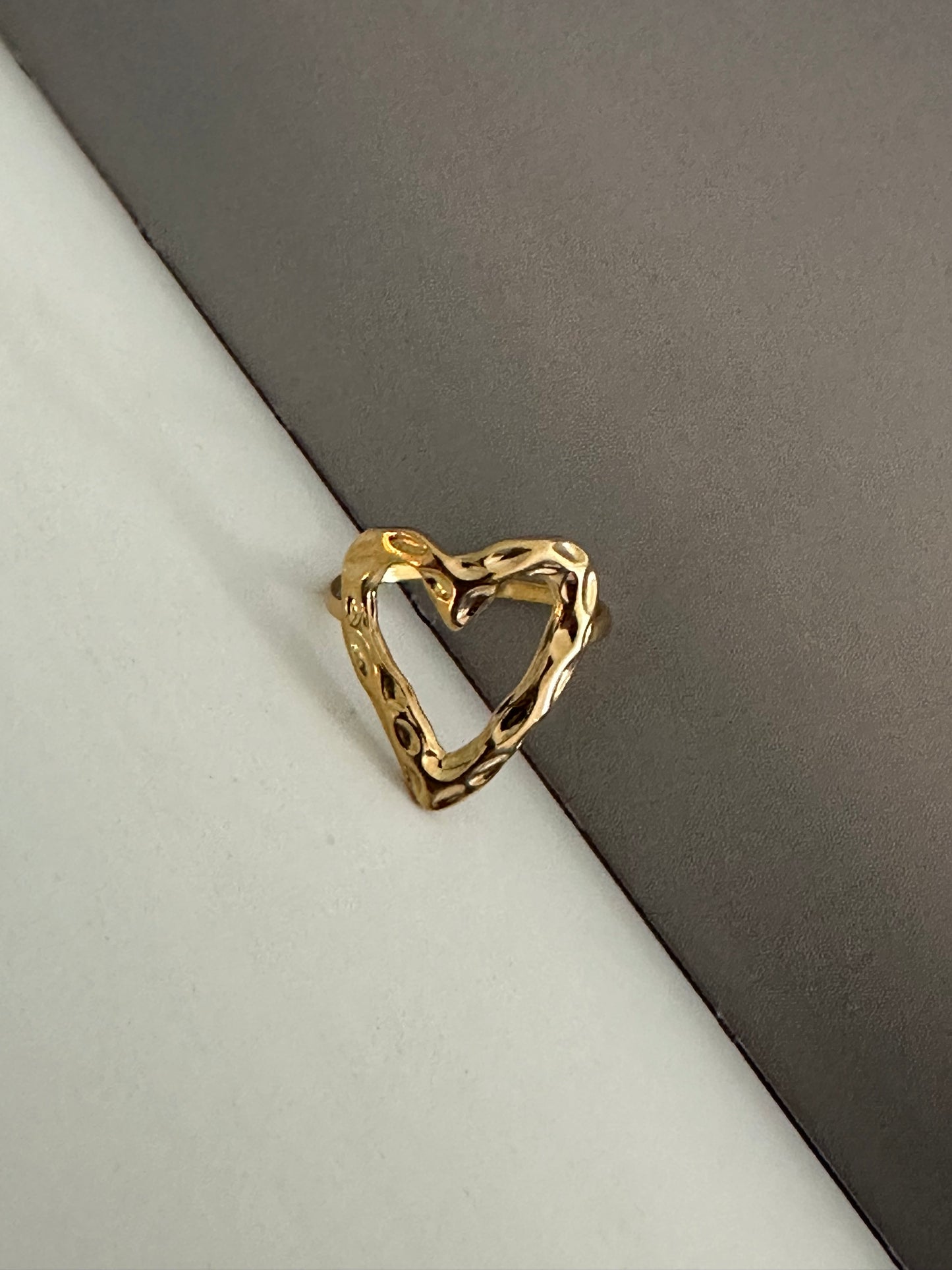 Justerbar ring med hjärta - Guld