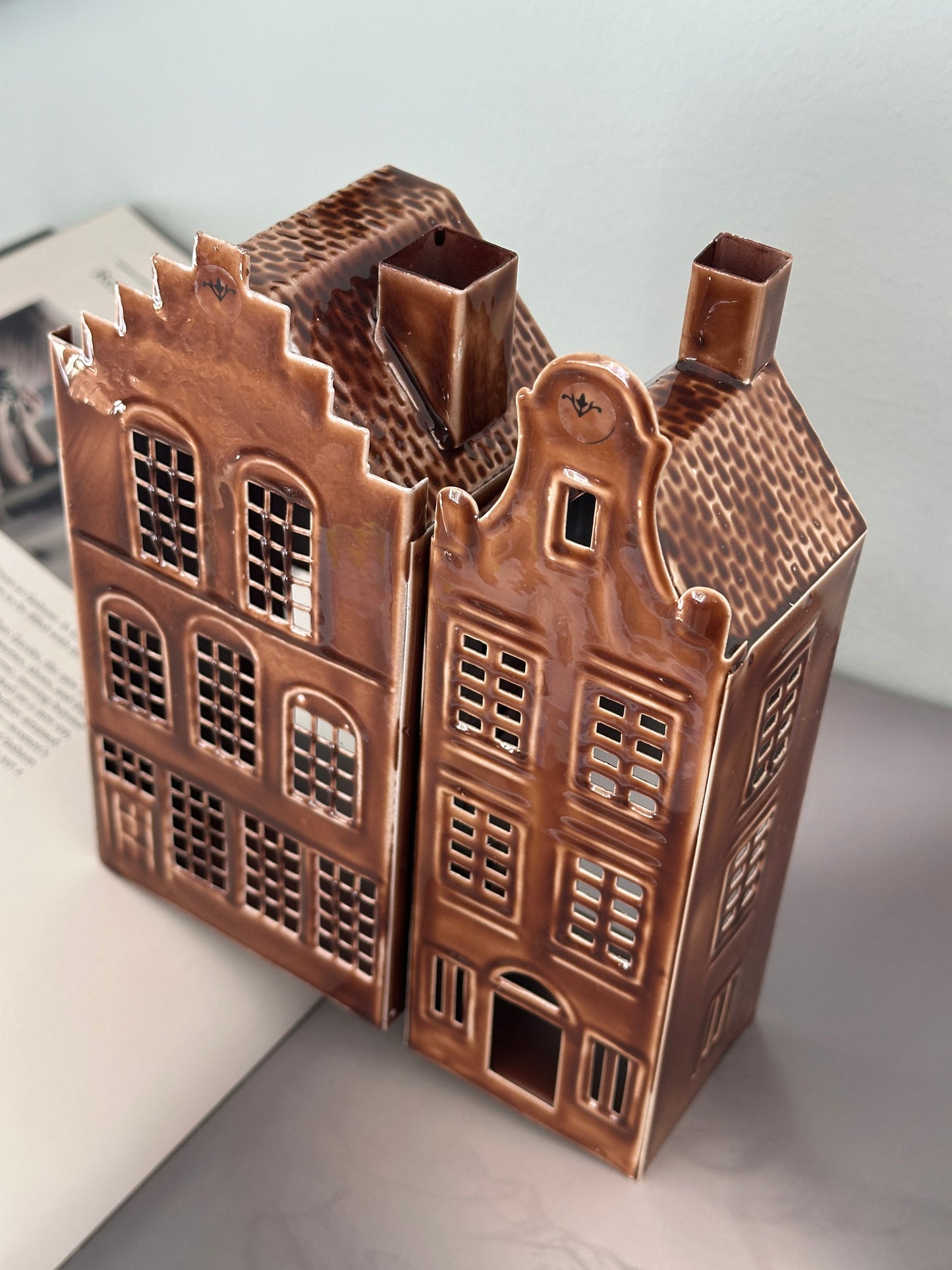 Ljuslykta hus för värmeljus - Brun