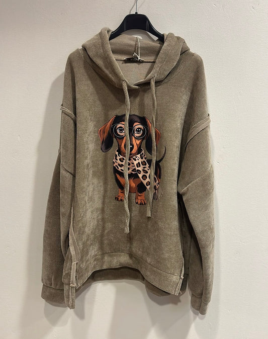 Munktröja med en tax - Beige