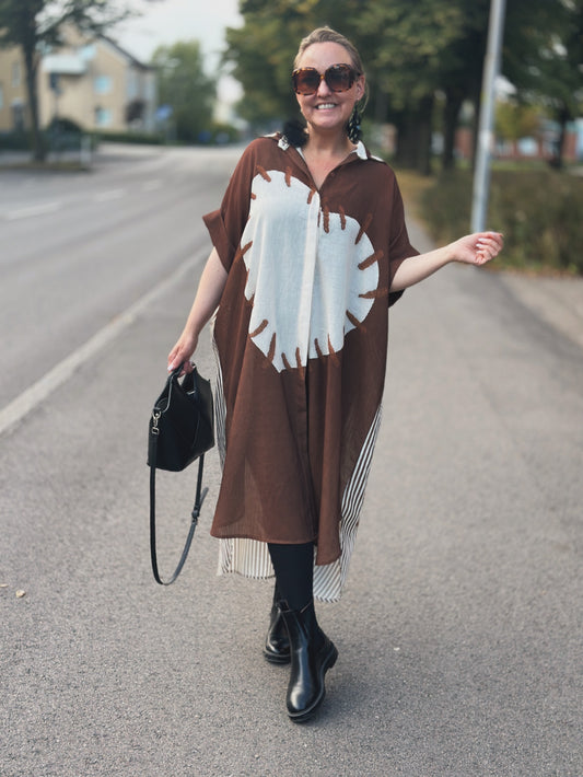 Skjortklänning ”Heart” - Beige/Brun