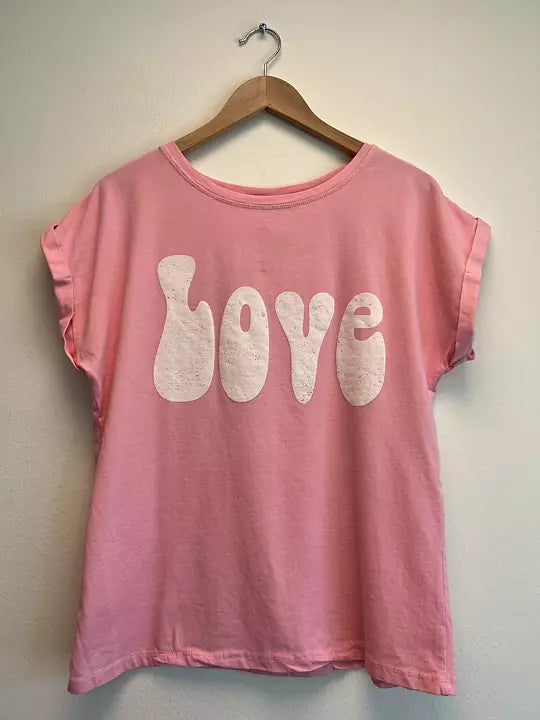 Stajl Agenturer, Bomulls t-shirt Love - Rosa