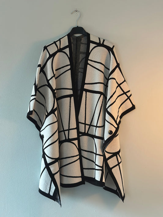 Poncho ”stripe” - Vit