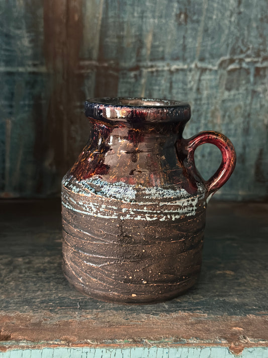 Vintagevas med handtag - Brun/Turkos