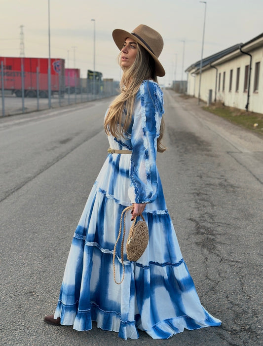 Bohoklänning ”Moah” - Blå/Beige/Svart