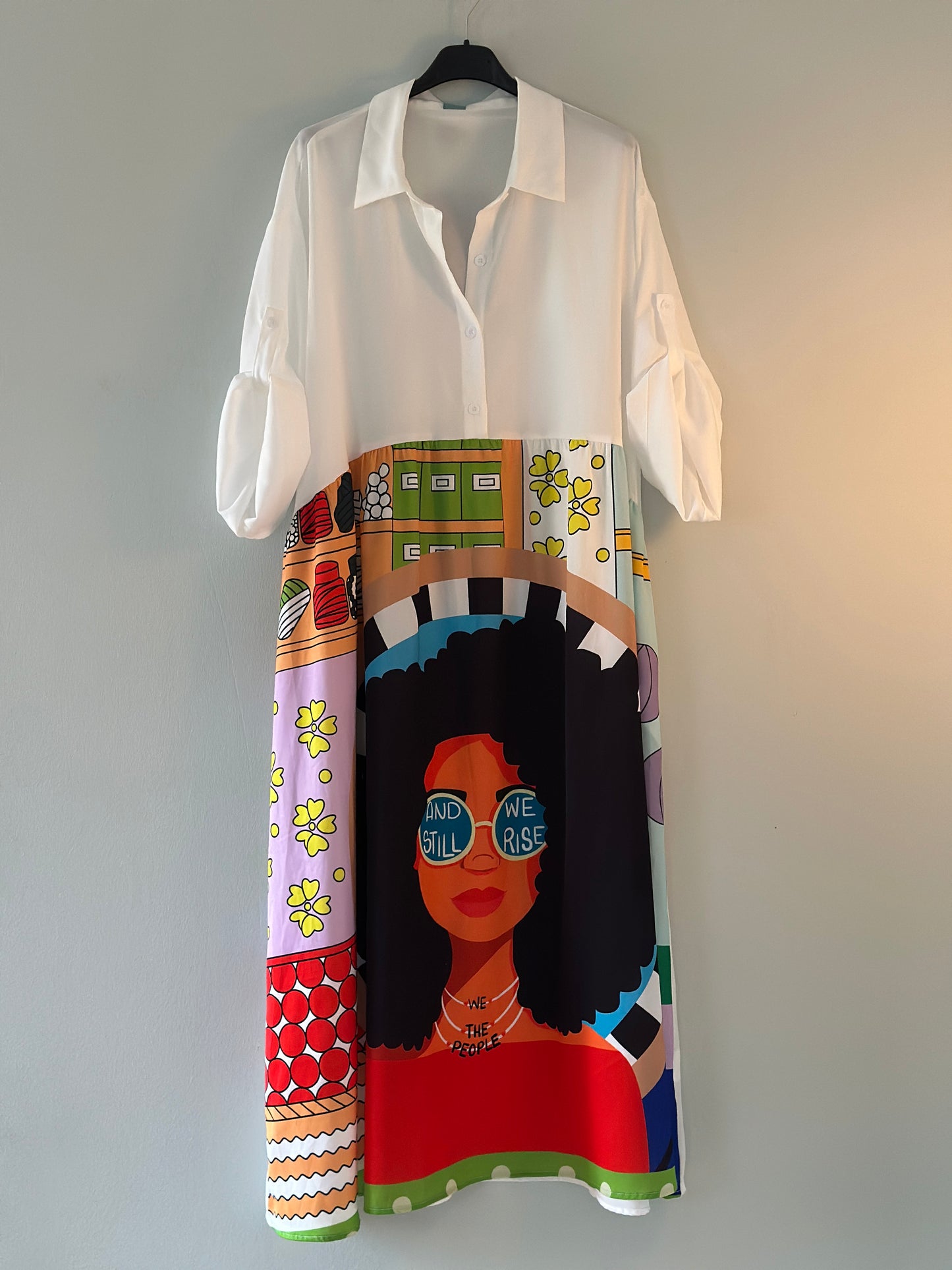 Klänning ”pop art” - Vit med tryck i multicolour