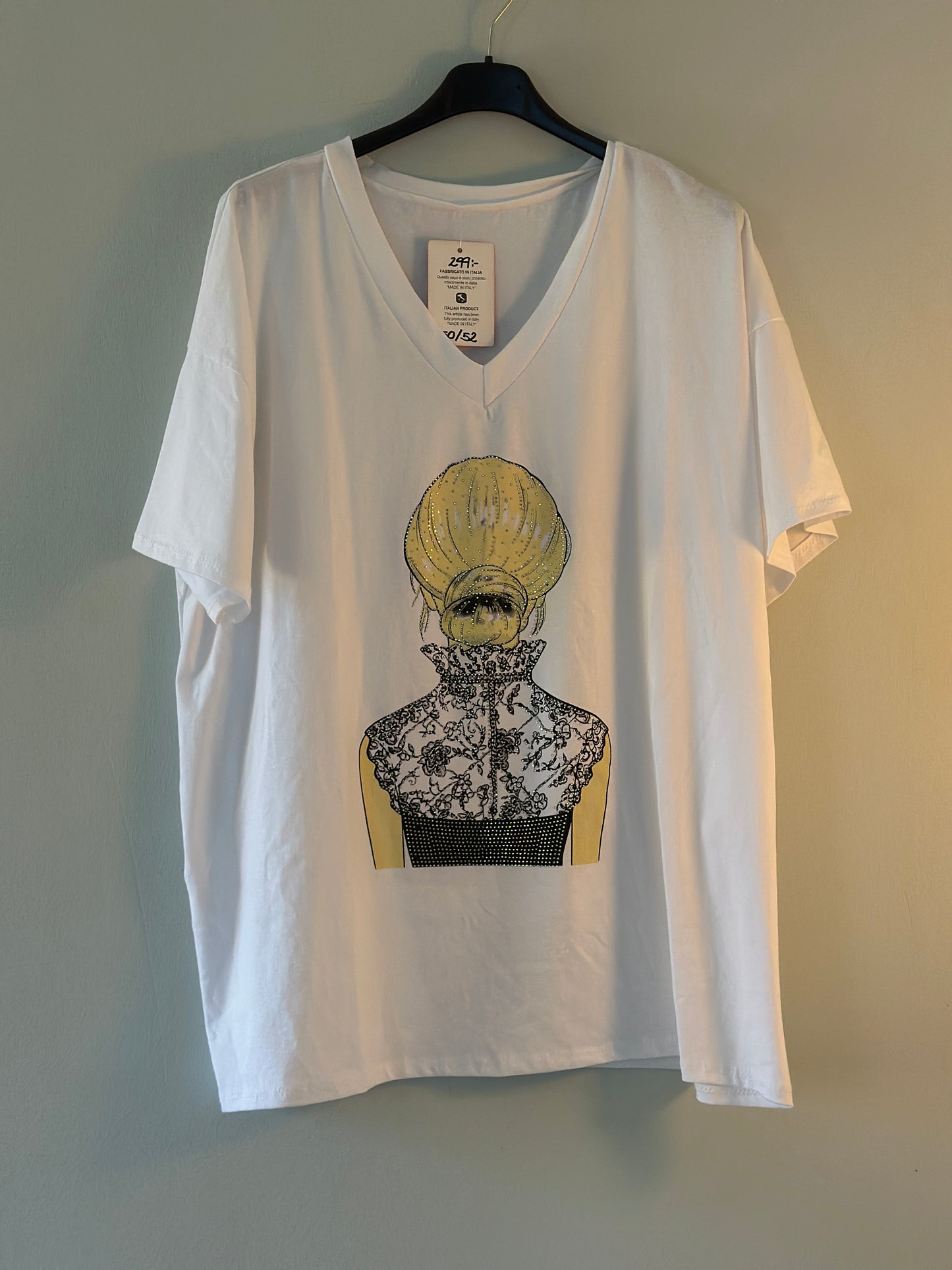 Plus Size, T-shirt med tryck framtill - Rosa/Vit