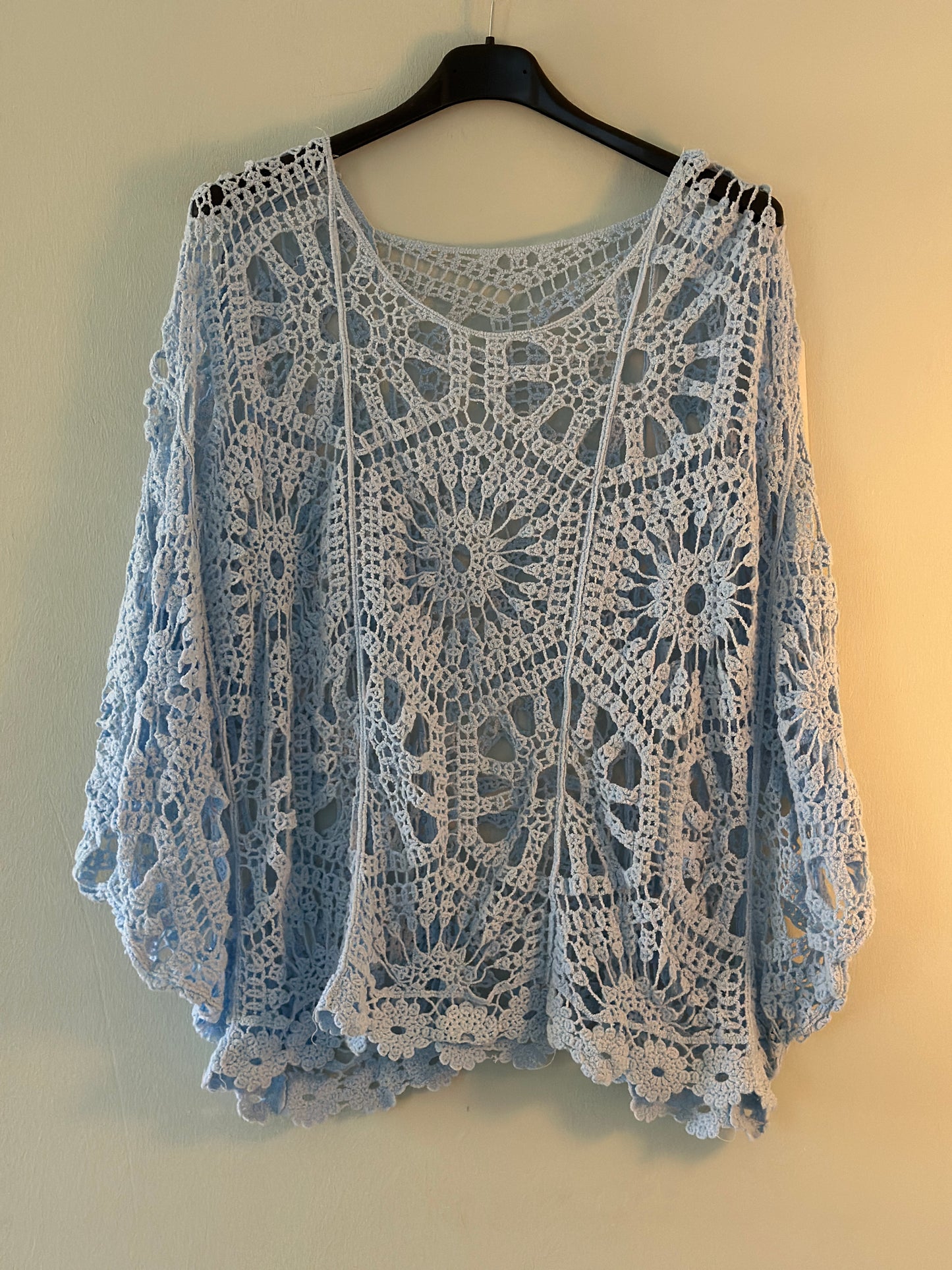 Plus Size, Stickad Top - Rosa/Ljusblå/Beige