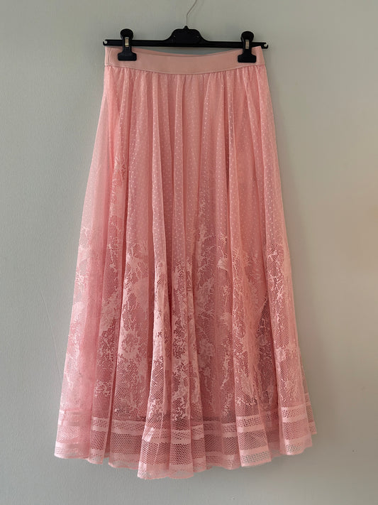 Tyllkjol ”Ulrika” med resår i midjan - Rosa