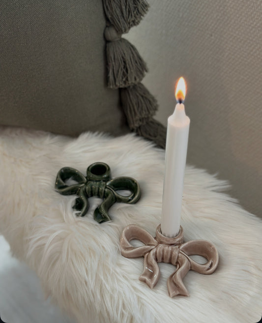 Rosettljusstake - Grön/Beige