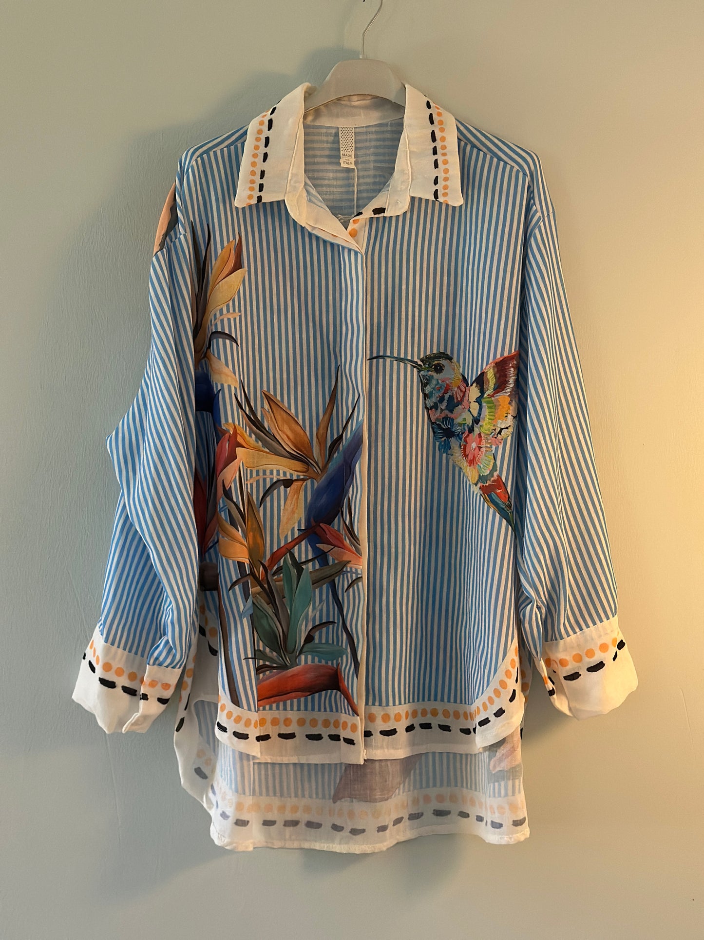 Blå/Vit Randig blus ”Tropical” - Multicolour