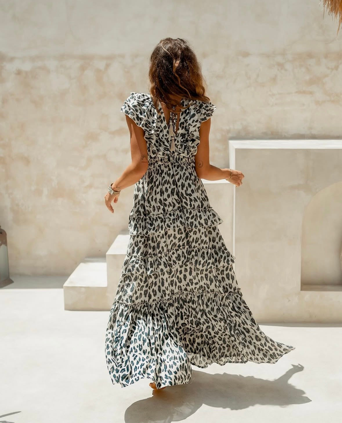 Coconut Milk, Pina Maxi Dress - Leopard Cream