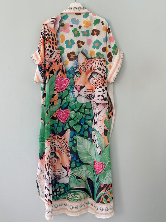 Klänning med en stor leopard på ryggen - Multicolour