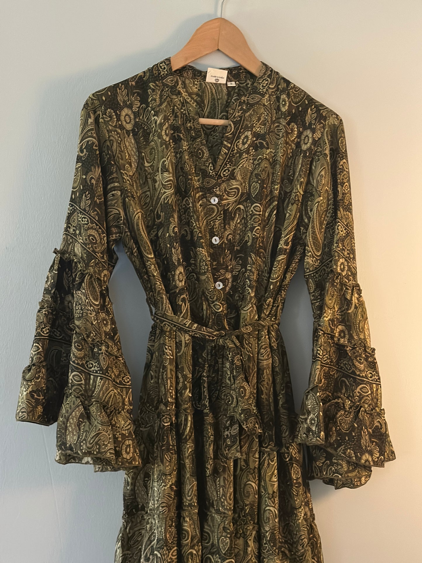 Malkaa, Stella Boho dress - Grön/Svart/Röd
