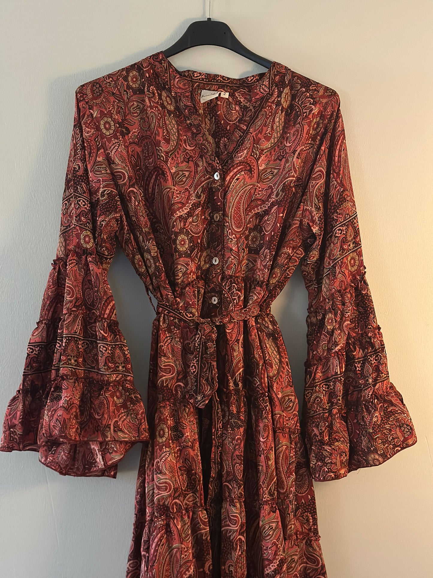Malkaa, Stella Boho dress - Grön/Svart/Röd