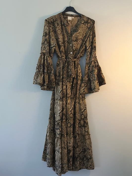 Malkaa, Stella Boho dress - Grön/Svart/Röd