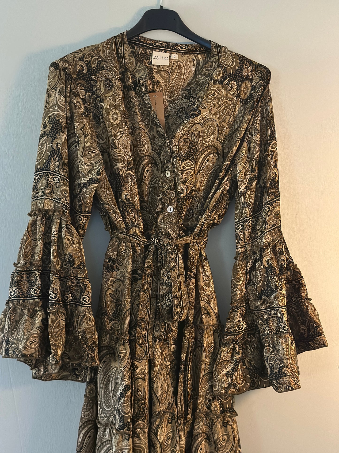 Malkaa, Stella Boho dress - Grön/Svart/Röd