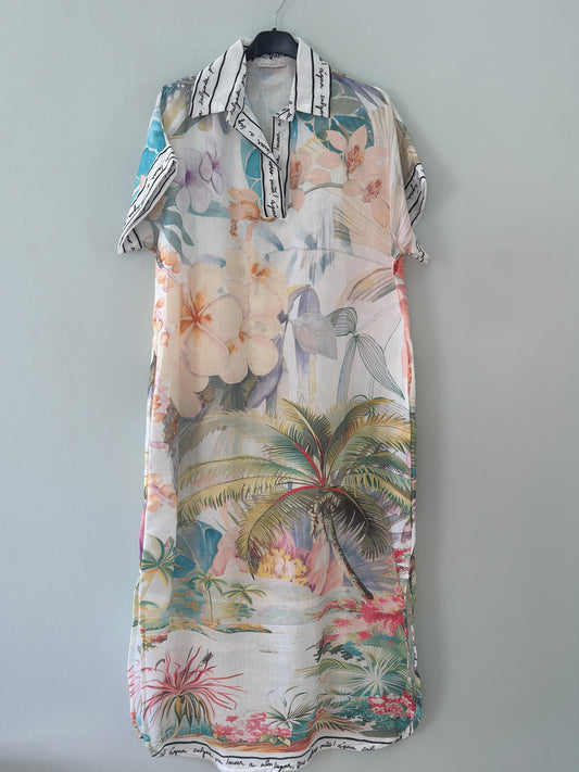 Klänning med kort ärm och texten ”Make today amazing” - Multicolour