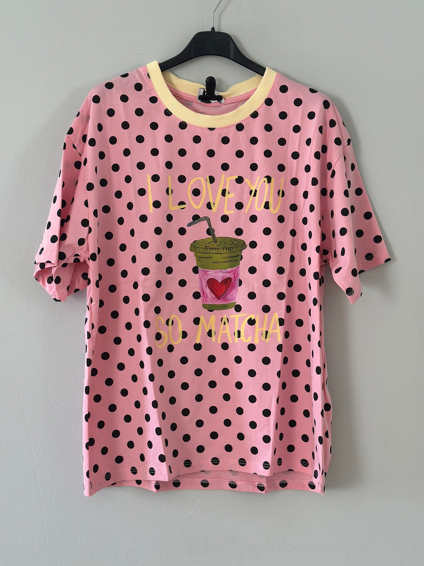 T-shirt ”I love you so matcha” - Rosa