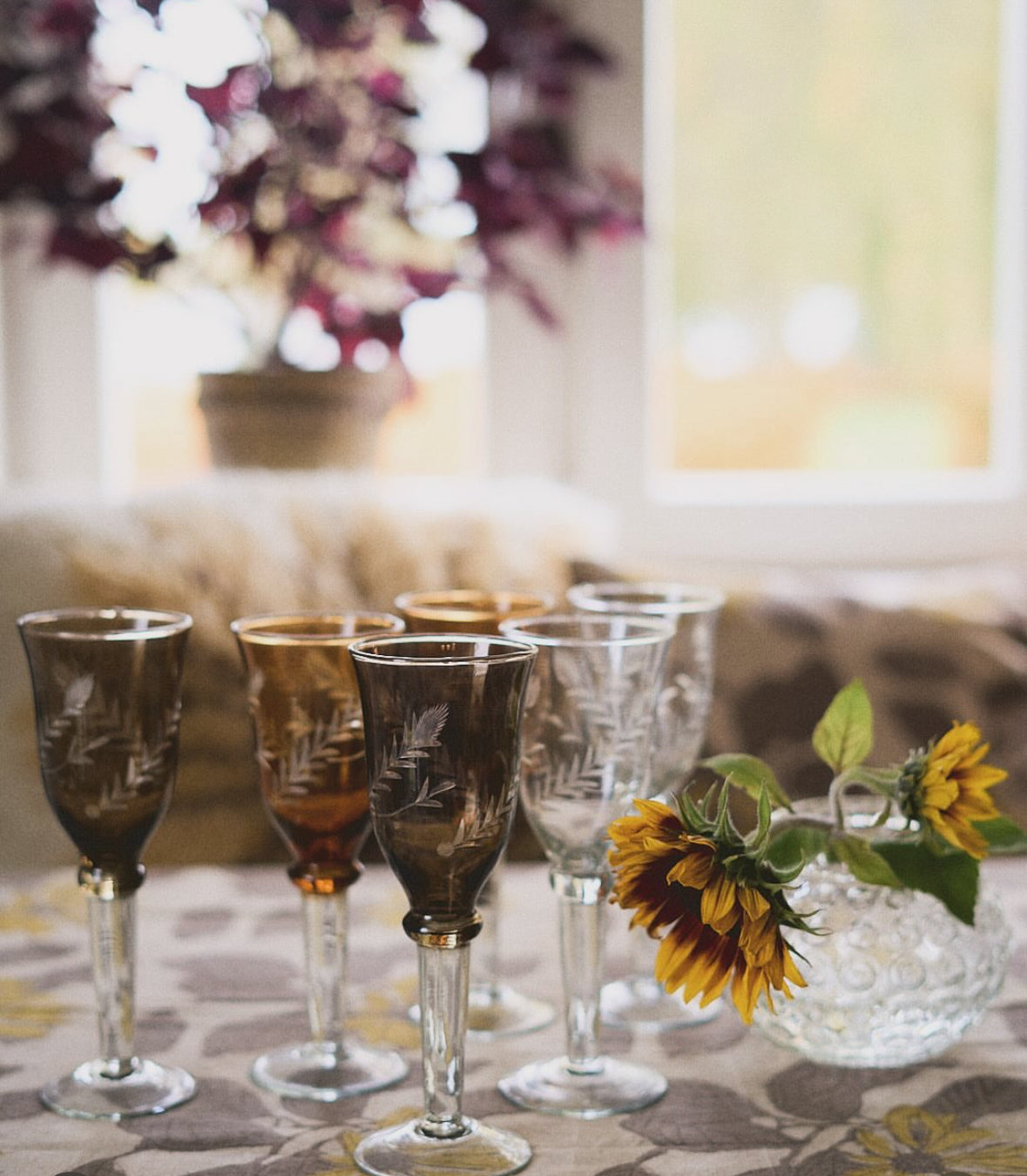 Pupill Collection, Munblåsta vinglas ”FLORENS” - vit/svart/bärnsten