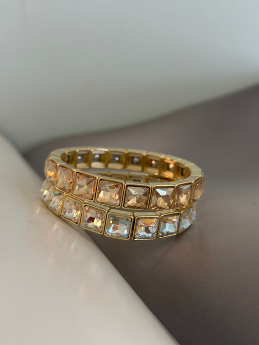 Elastiska armband ”bling” - Silver/Guld