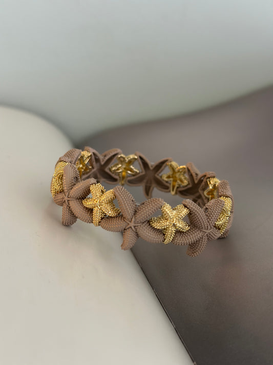 Armband sjöstjärnor - Taupe/Beige/Cerise