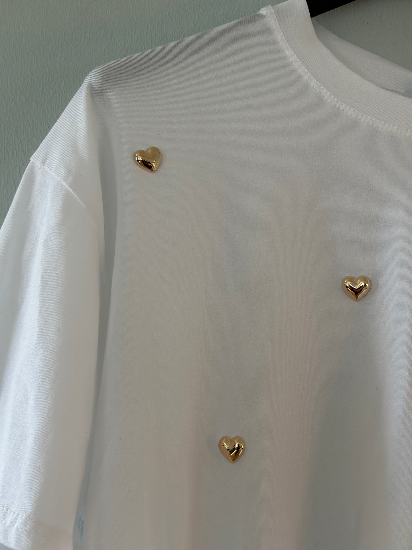 T-shirt med guldhjärtan - Vit